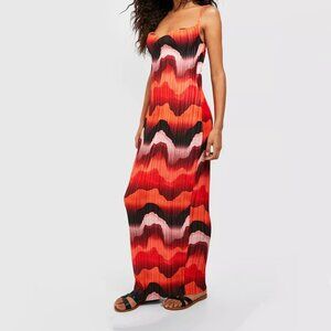Summer Plisse Multicolor Sheath Maxi Sun Dress